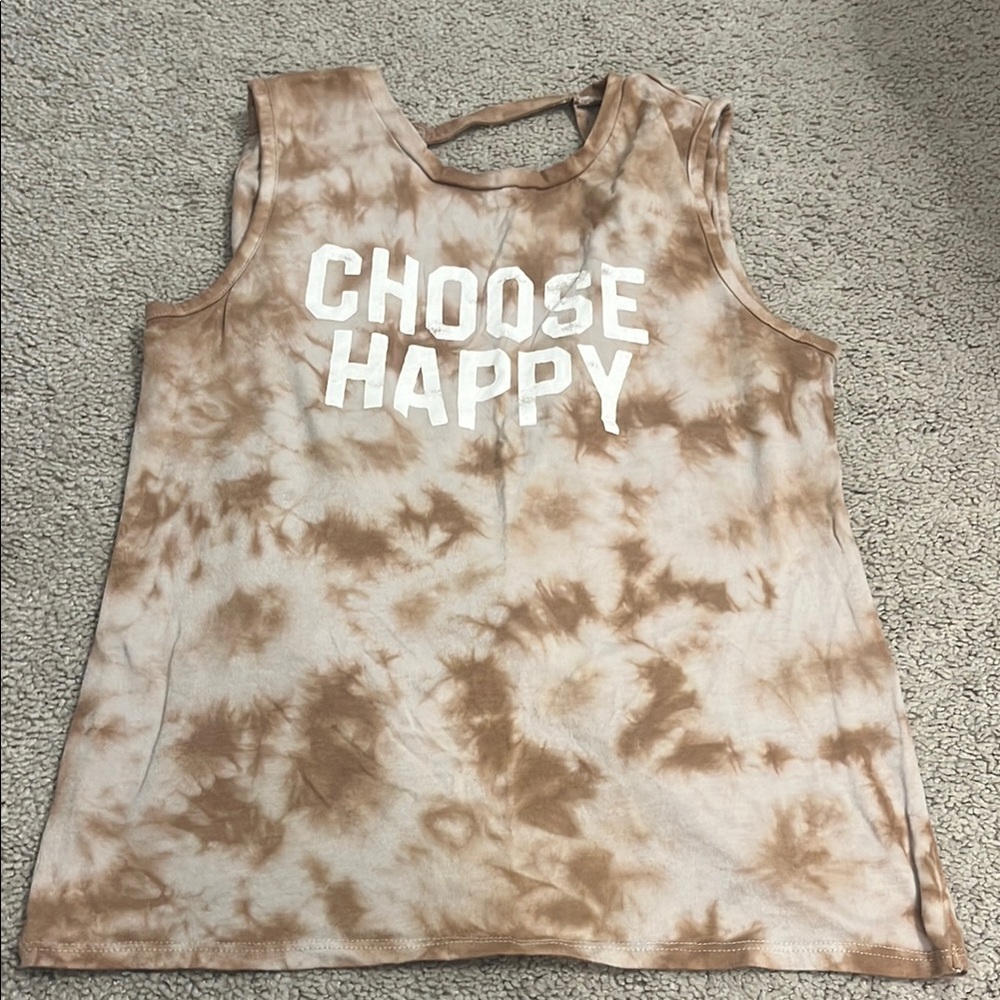 Brown Tie-Dye Sleeveless Top